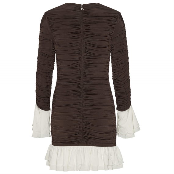 Rotate Mini Ruched LS Kjole, Chicory Coffee Combi